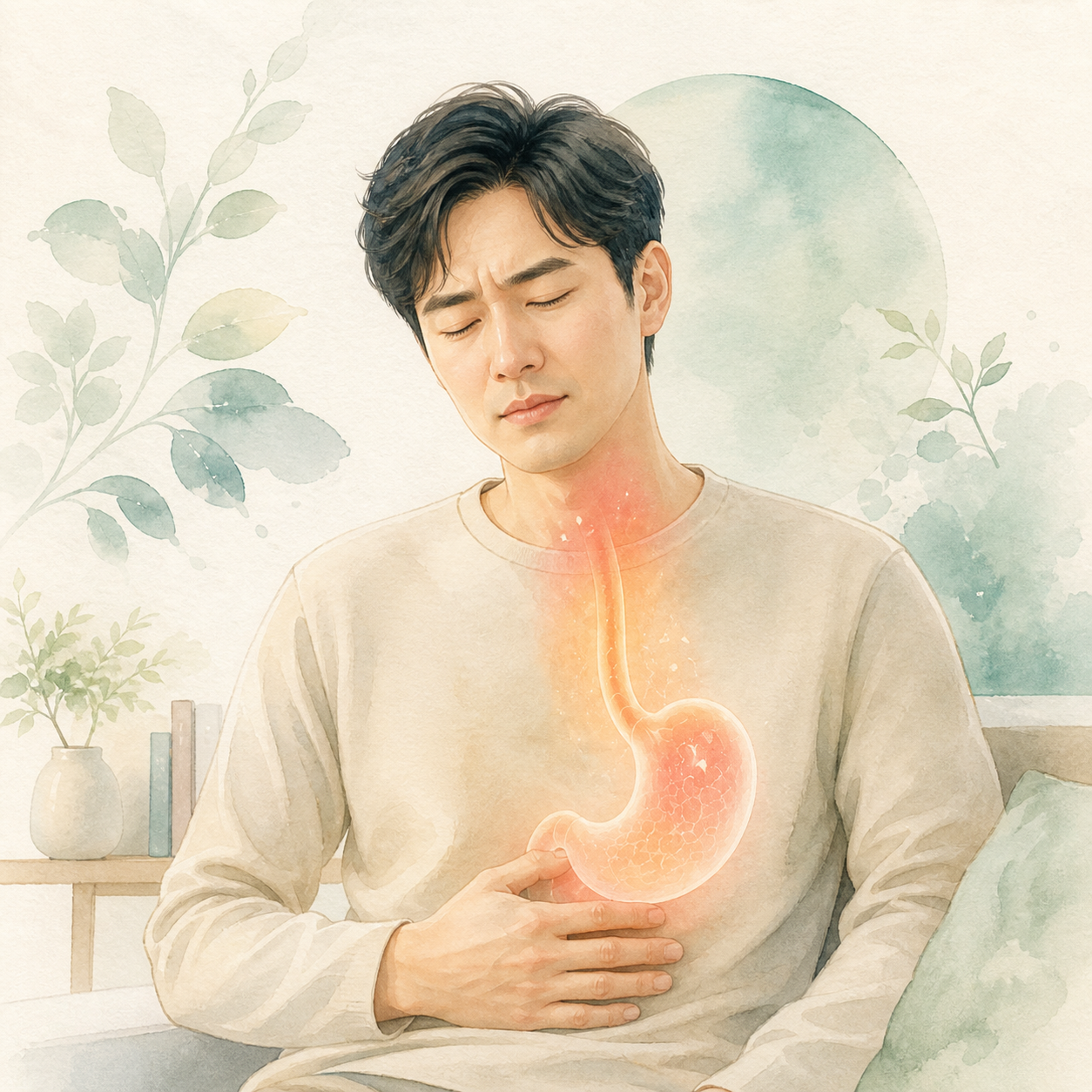 脹氣與胃食道逆流的中醫調理示意圖